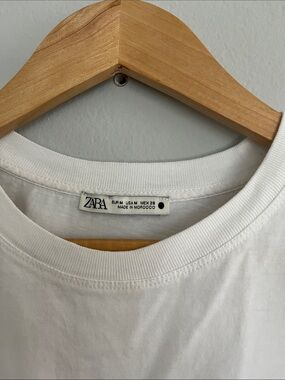Zara White Crew Neck Short Sleeve Tee